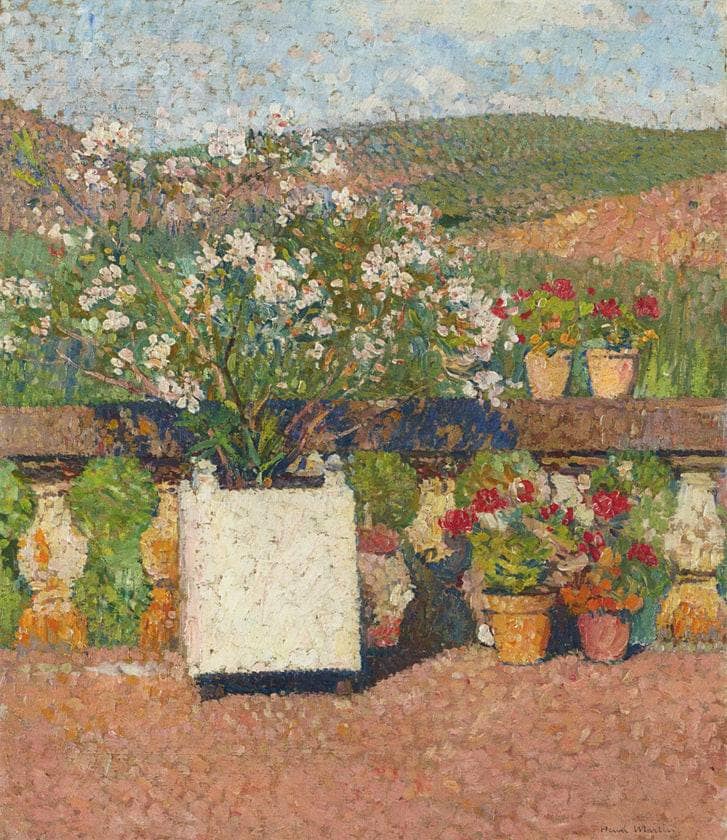 Roses and Geraniums on the Terrace at Marquayrol by Henri Martin — Oil Painting Reproduction