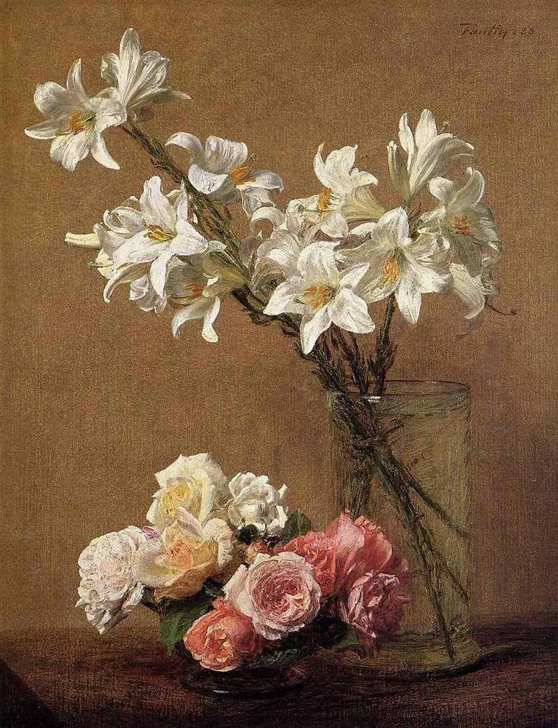 Roses and Lilies by Henri Fantin-Latour — Oil Painting Reproduction