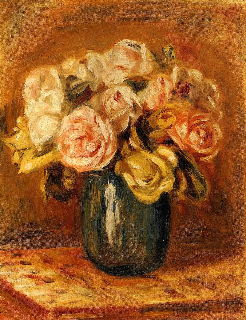 Roses in a Blue Vase by Pierre-Auguste Renoir — Oil Painting Reproduction