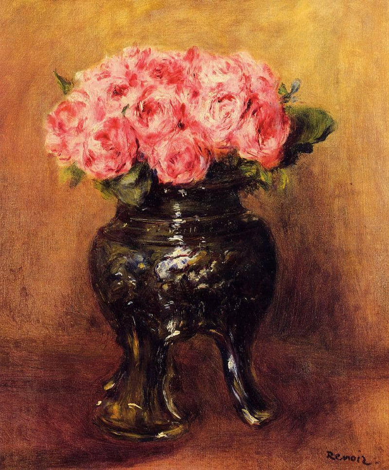 Roses in a China Vase by Pierre-Auguste Renoir — Oil Painting Reproduction
