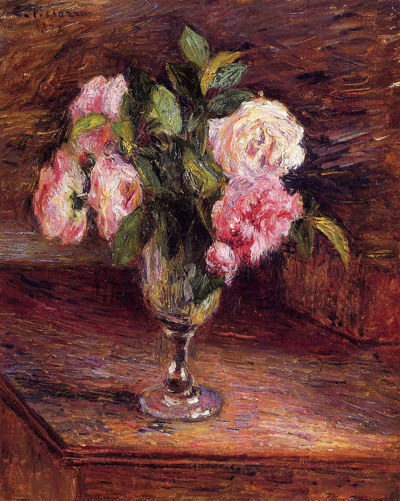 Roses in a Glass by Camille Pissarro — Oil Painting Reproduction