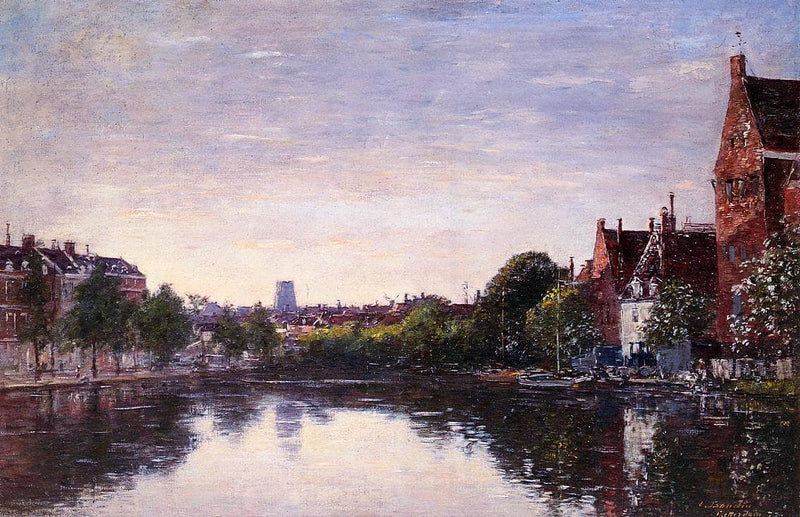 Rotterdam. A Corner of the Basin by Eugene Boudin — Oil Painting Reproduction