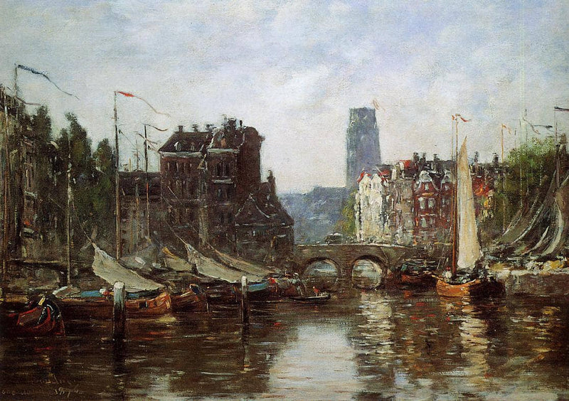 Rotterdam, Le Pont de Bourse by Eugene Boudin — Oil Painting Reproduction