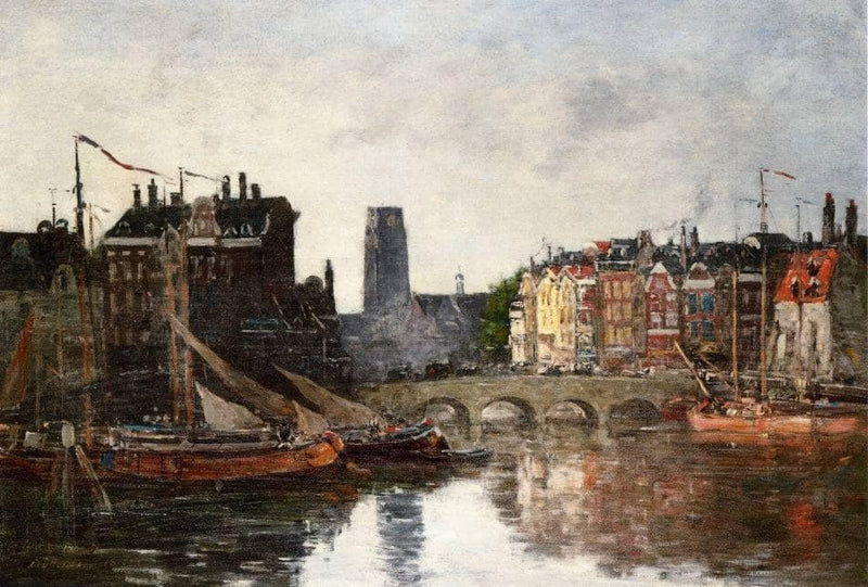 Rotterdam, the Pont de la Bourse by Eugene Boudin — Oil Painting Reproduction