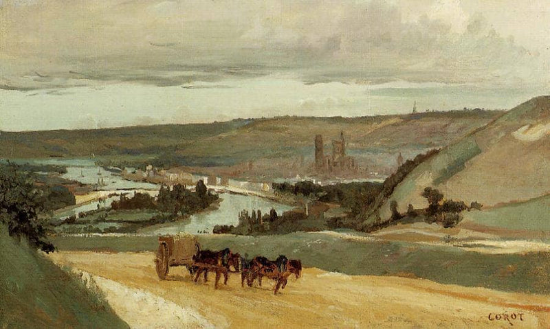 Rouen Seen from Hills Overlooking the City by Camille Corot — Oil Painting Reproduction