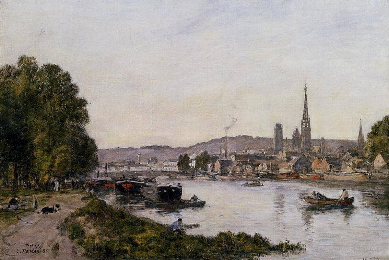 Rouen, View over the River Seine by Eugene Boudin — Oil Painting Reproduction
