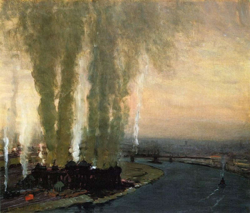 Roundhouse at High Bridge by George Luks — Oil Painting Reproduction