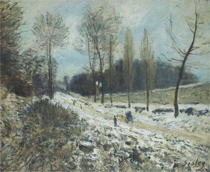 Route to Marly Le Roi in Snow by Alfred Sisley — Oil Painting Reproduction