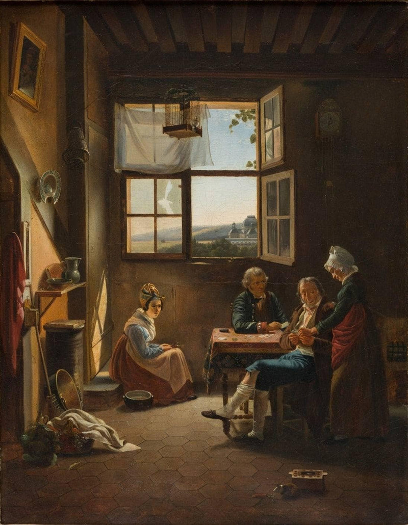 Two Veterans Playing "Piquet" by Pierre Duval Le Camus — Oil Painting Reproduction