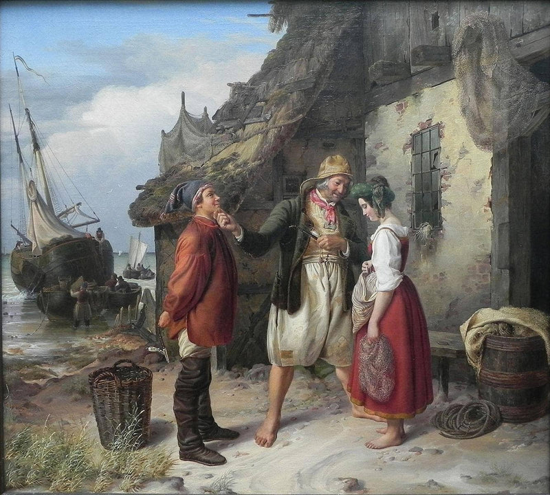 Marriage proposal in Helgoland by Rudolf Jordan — Oil Painting Reproduction