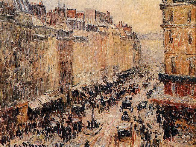 Rue Saint Lazare under Snow by Camille Pissarro — Oil Painting Reproduction