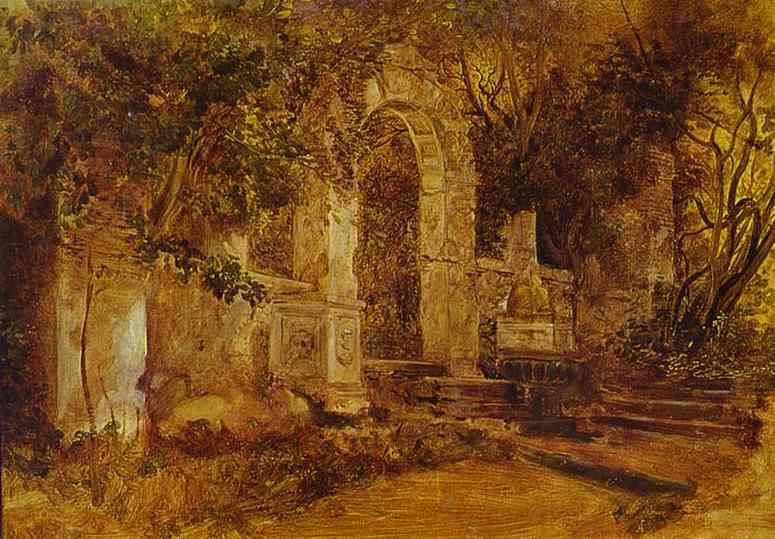 Ruins in Park by Karl Bryullov — Oil Painting Reproduction