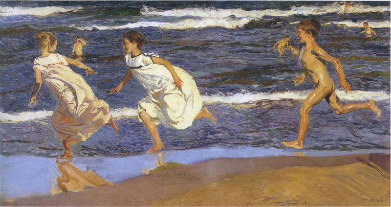 Running along the beach by Joaquín Sorolla — Oil Painting Reproduction