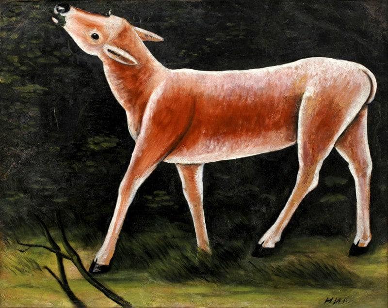 Running deer by Niko Pirosmani — Oil Painting Reproduction