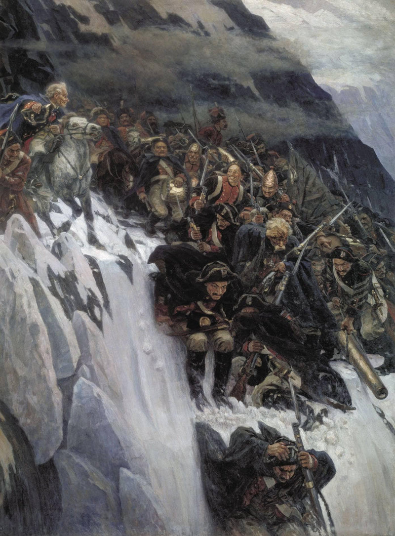 Russian Troops under Suvorov Crossing the Alps by Vasily Surikov — Oil Painting Reproduction