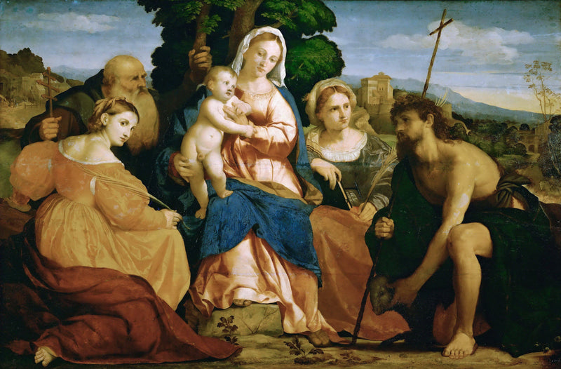 Sacred Conversation by Palma Vecchio — Oil Painting Reproduction