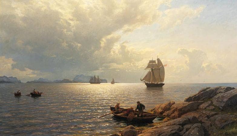Sailing into the Oslo Fiord by Hans Gude — Oil Painting Reproduction