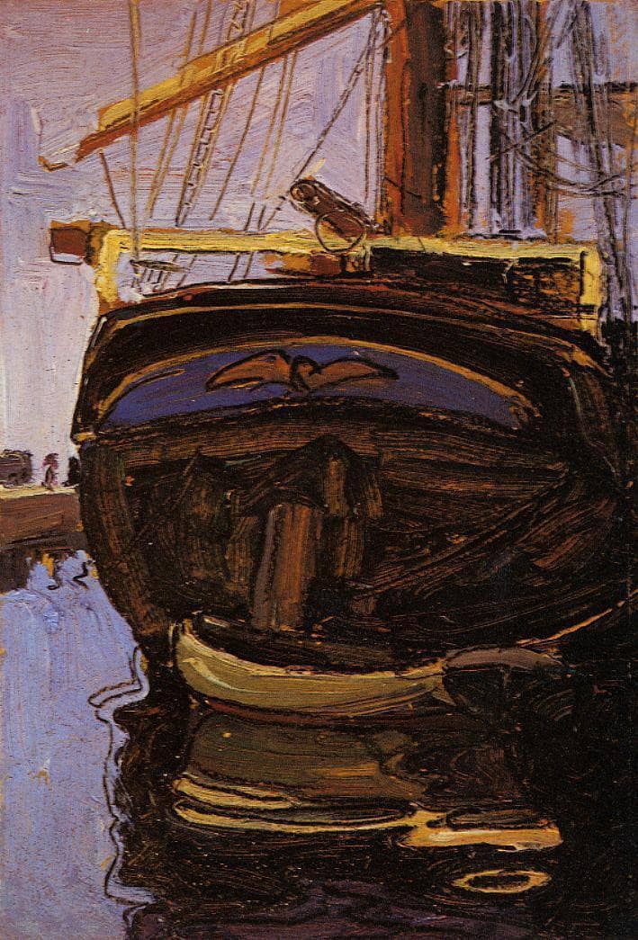 Sailing Ship with Dinghy by Egon Schiele — Oil Painting Reproduction