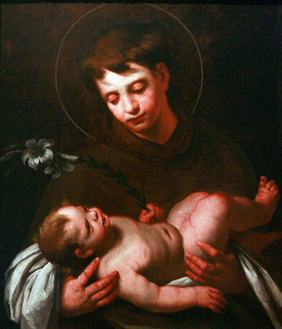 Saint Antony of Padua holding Baby Jesus in bedroom