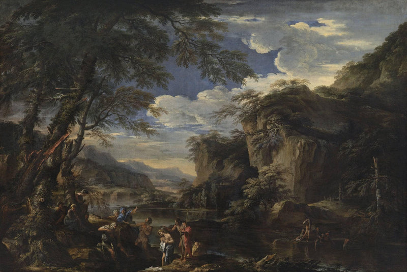 Saint John the Baptist Baptizing Christ in the Jordan by Salvator Rosa — Oil Painting Reproduction