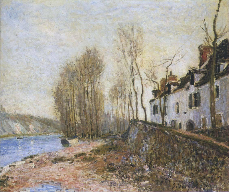 Saint Mammes in Winter by Alfred Sisley, Oil Painting Reproduction