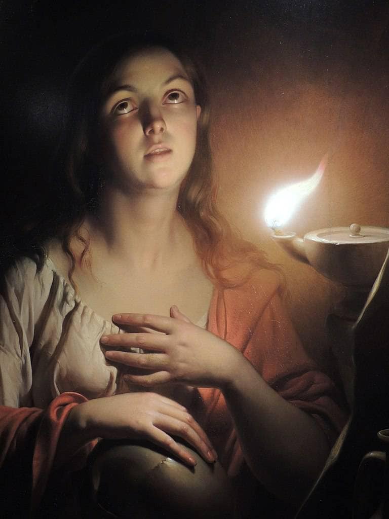 Saint Mary Magdalene in prayer by Petrus van Schendel — Oil Painting Reproduction
