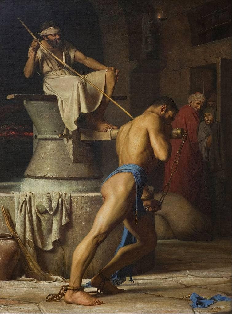 Samson and the Philistines (Samson in the Threadmill) by Carl Bloch — Oil Painting Reproduction