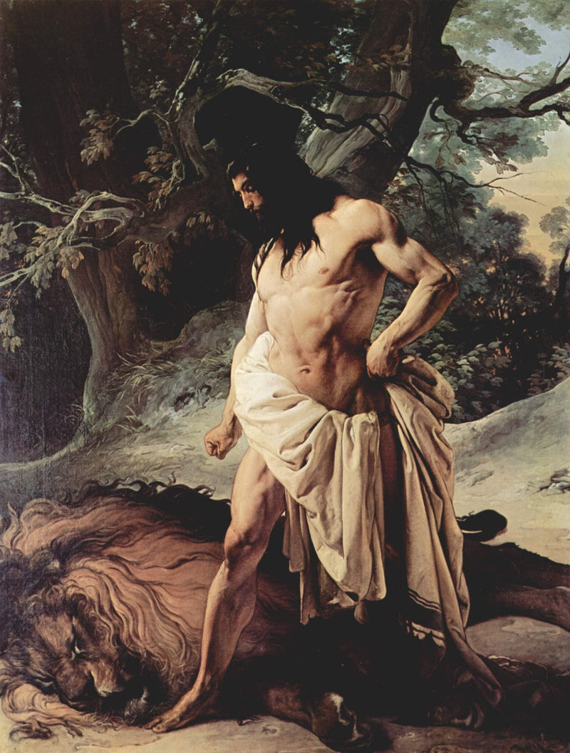 Samson Slays the Lion by Francesco Hayez — Oil Painting Reproduction