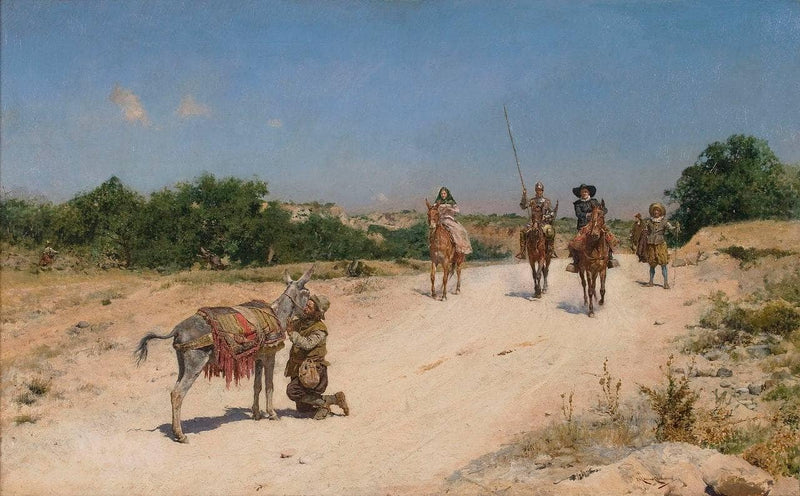Sancho panza recovers his lost donkey by Jose Moreno Carbonero — Oil Painting Reproduction
