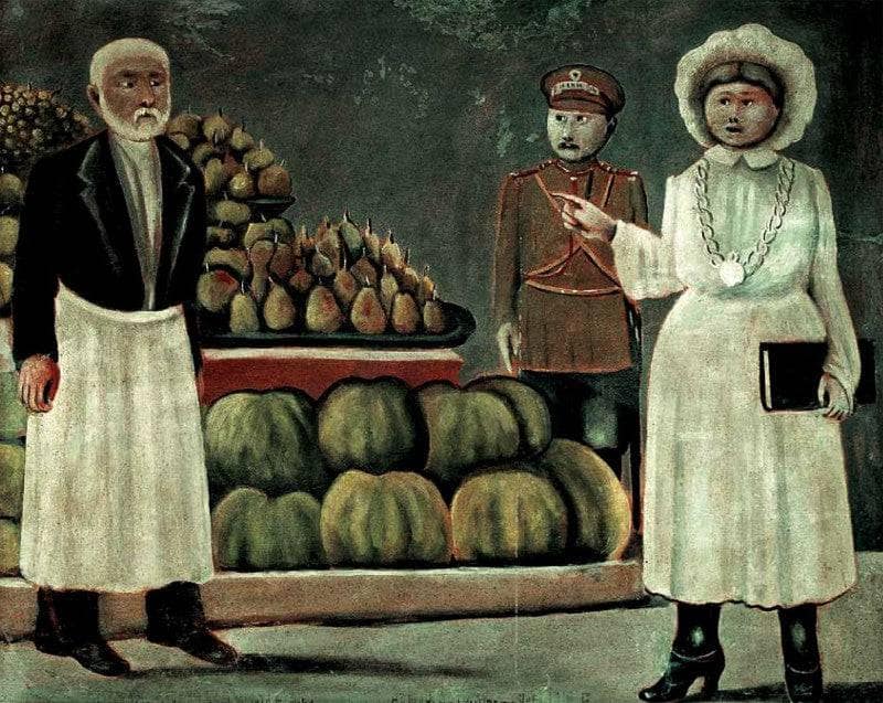 Sanitary inspector woman of the market by Niko Pirosmani — Oil Painting Reproduction