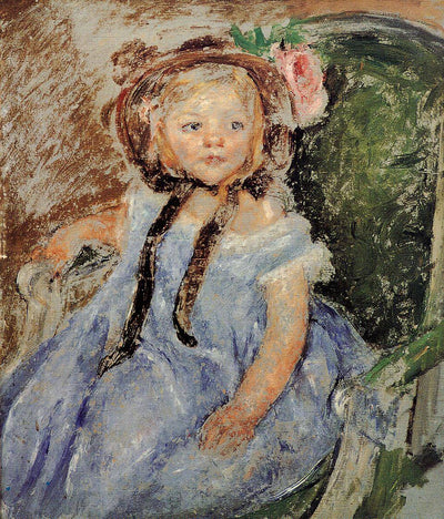 Sara in Dark Bonnet with Right Hand on Arm of Chair in study