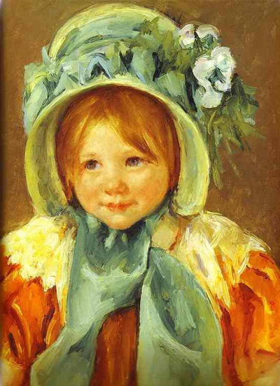 Sarah in a Green Bonnet in living room