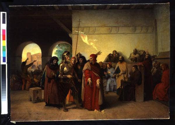 The Milanese consuls tear and trample the decree of Barbarossa by Francesco Hayez — Oil Painting Reproduction