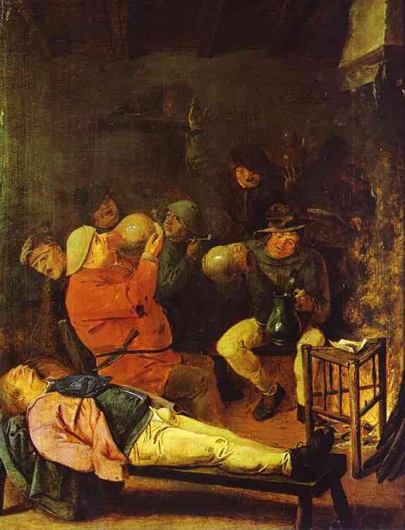 Scene at the Inn by Adriaen Brouwer — Oil Painting Reproduction