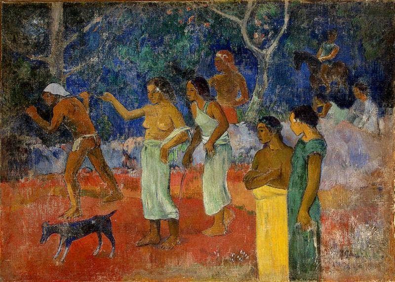 Scene from Tahitian Life by Paul Gauguin — Oil Painting Reproduction