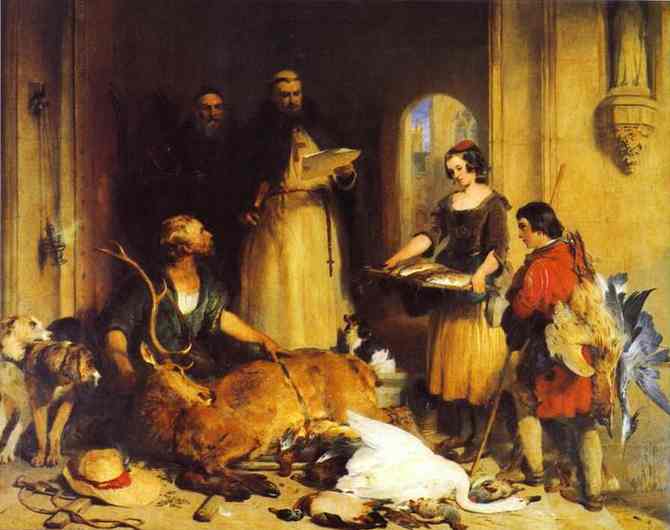 Scene in the Olden Time at Bolton Abbey by Edwin Henry Landseer — Oil Painting Reproduction