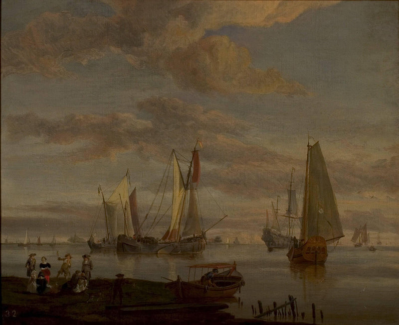 Schepen Op Kalme Zee by Abraham Storck — Oil Painting Reproduction