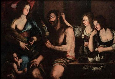 Hercules and Onphale in entryway