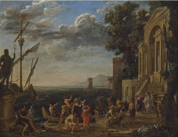 A seaport with Ulysses returning Chryseis of Troy to her father Chryses by Claude Lorrain — Oil Painting Reproduction