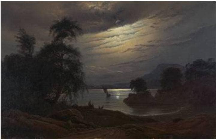 Night sailing by Knud Baade — Oil Painting Reproduction