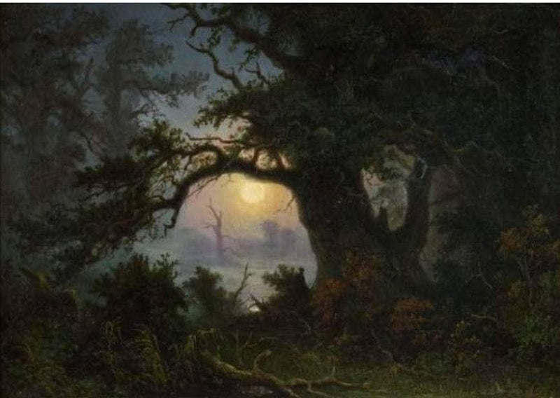 A marvelous landscape in clear moonlight by Knud Baade — Oil Painting Reproduction