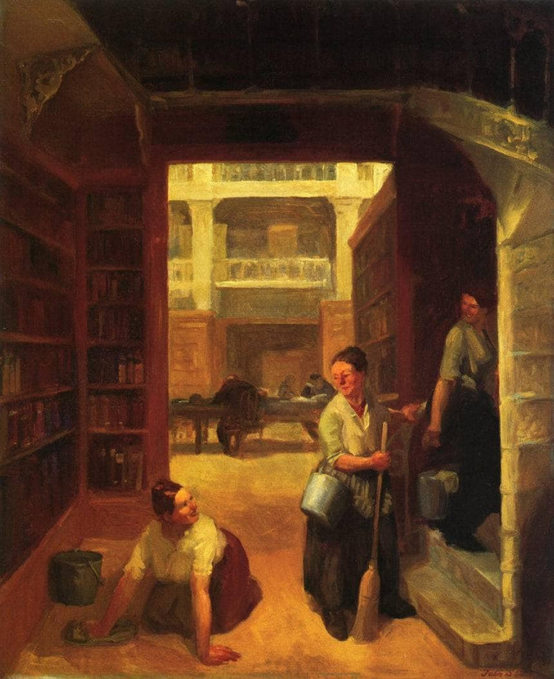 Scrubwoman, Astor Library by John French Sloan — Oil Painting Reproduction