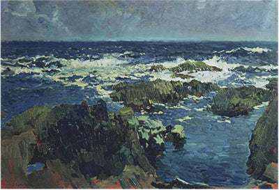 Sea and rocks in San Esteban, Asturias in kitchen