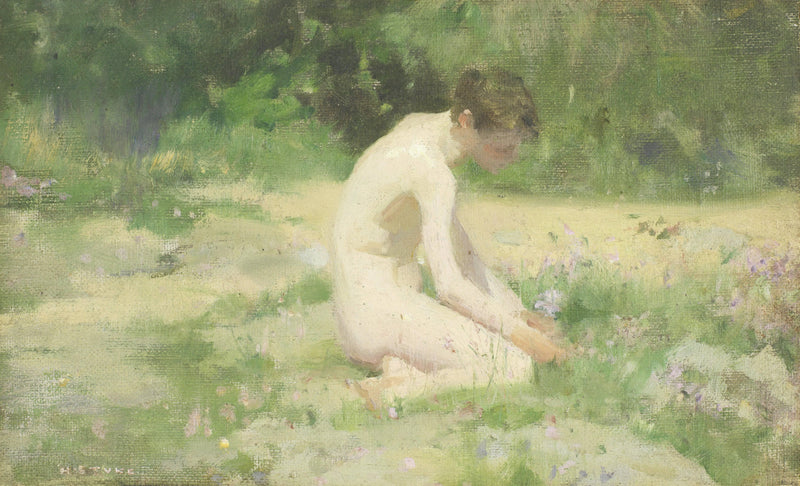 Sea-pinks by Henry Scott Tuke — Oil Painting Reproduction