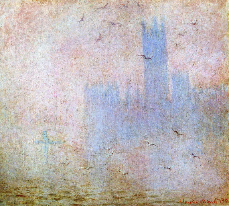 Seagulls over the Houses of Parliament by Claude Monet — Oil Painting Reproduction