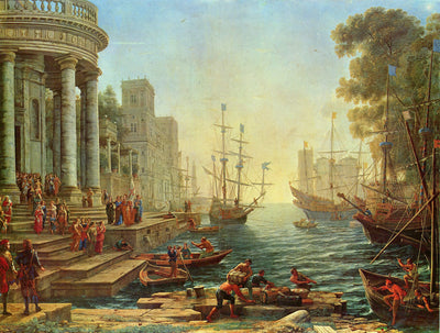 Seaport with the Embarkation of St. Ursula in modern living room