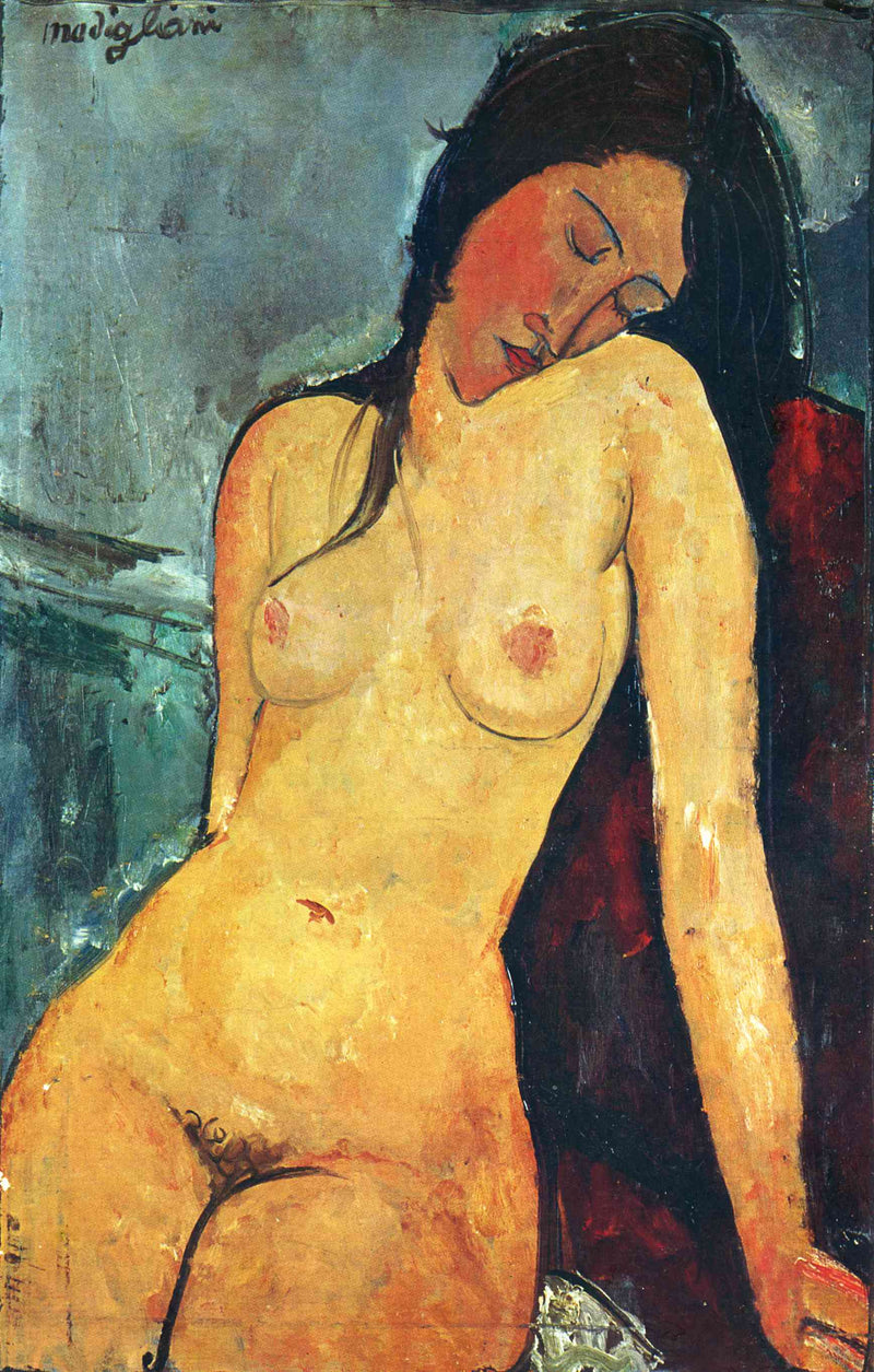 Seated female nude by Amedeo Modigliani — Oil Painting Reproduction