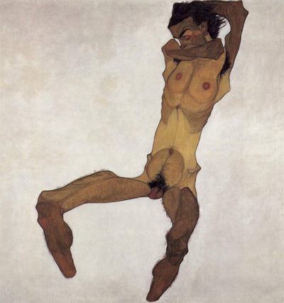 Seated male Nude (Self-Portrait) in dining room