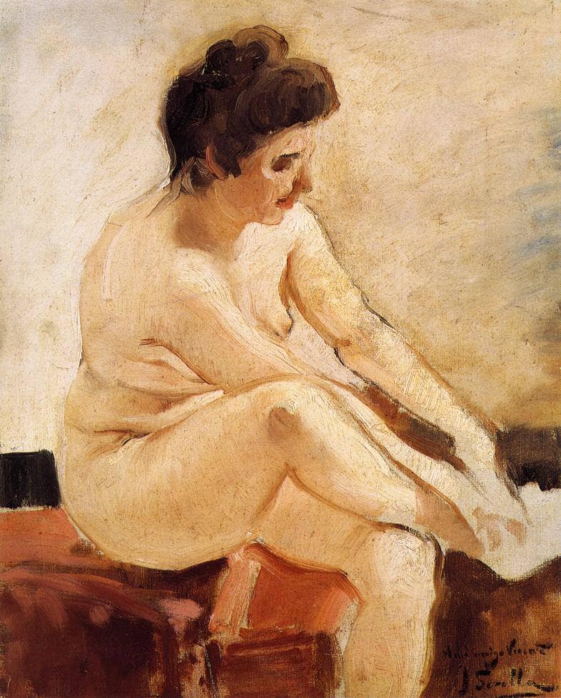 Seated Nude by Joaquín Sorolla — Oil Painting Reproduction