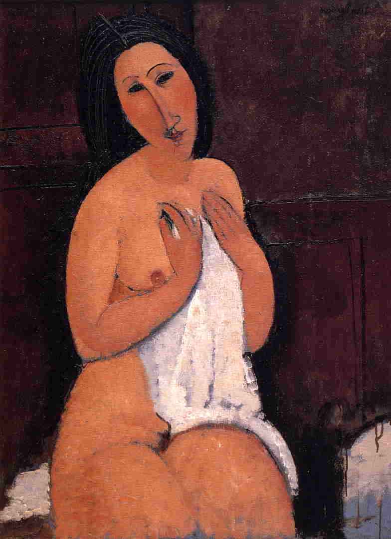 Seated nude with a Shirt by Amedeo Modigliani — Oil Painting Reproduction